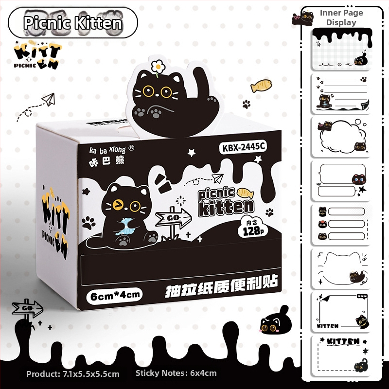Kaba Bear kreslené lepící poznámky – vysúvací dizajn, 128 strán, KBX-2445