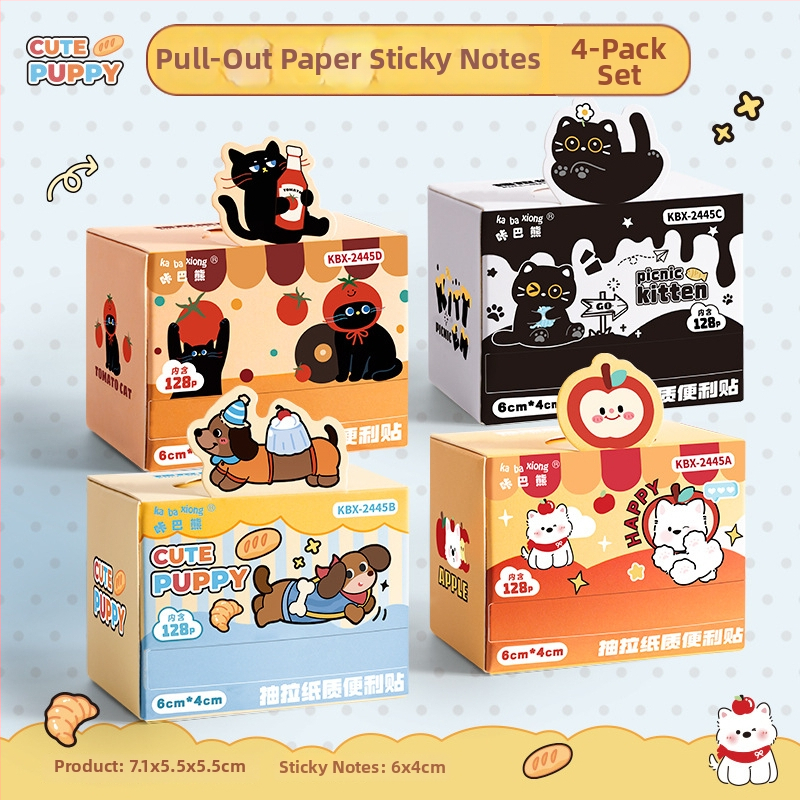 Kaba Bear kreslené lepící poznámky – vysúvací dizajn, 128 strán, KBX-2445