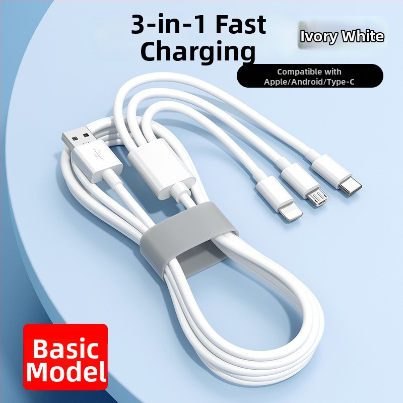 3-в-1 100W бързозаряден кабел за Lightning, Micro USB и USB-C (плетен дизайн)