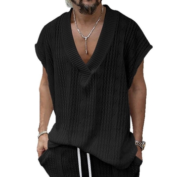 Ανδρική Αμάνικη Τ-shirt-Βέστ | Χαλαρή Γραμμή | Τζακάρδ Κέντημα | Πολυεστέρας 95% | Υφάσμα Βαμβάκι Μείγμα | Καλοκαιρινή Αναψυχή | Αθλητικό Στυλ