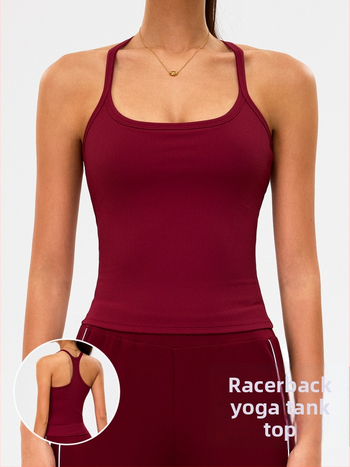 Ženská športová tielko s antišokovým dizajnom na chrbte, rýchloschnúci materiál odvádzajúci pot, zmes nylonu a spandexu (90% nylon, 10% spandex), krátky strih, s výplňou na prsiach