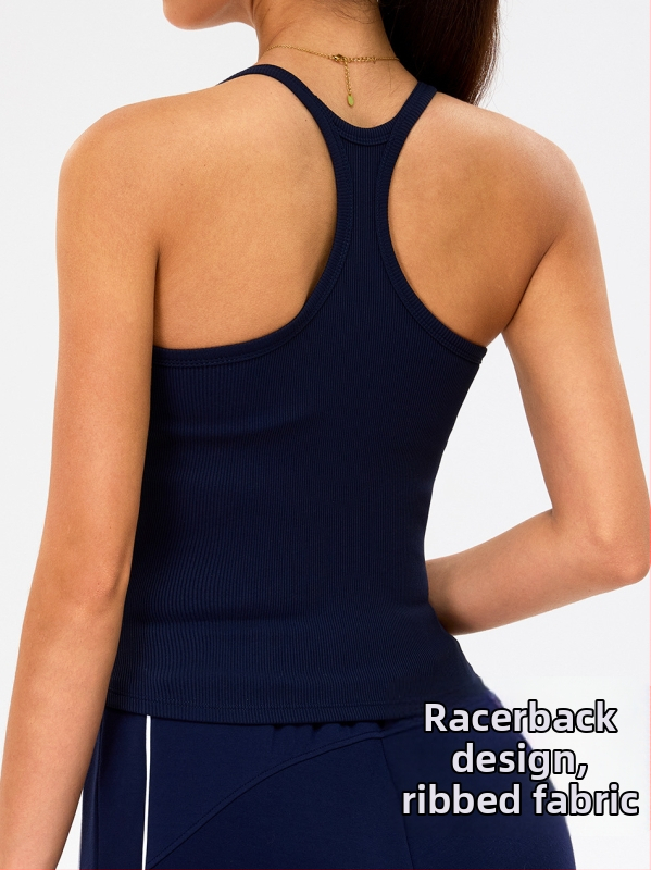 Ženská športová tielko s antišokovým dizajnom na chrbte, rýchloschnúci materiál odvádzajúci pot, zmes nylonu a spandexu (90% nylon, 10% spandex), krátky strih, s výplňou na prsiach