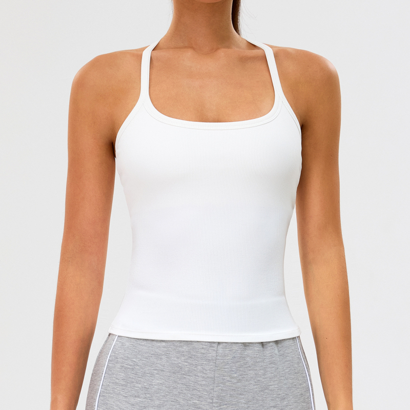 Ženski sportski top s anti-šok dizajnom leđa, brzo sušenje i odvlačenje znoja, mješavina najlona i spandeksa (90% najlon, 10% spandeks), kratki kroj, s umetkom za grudnjak