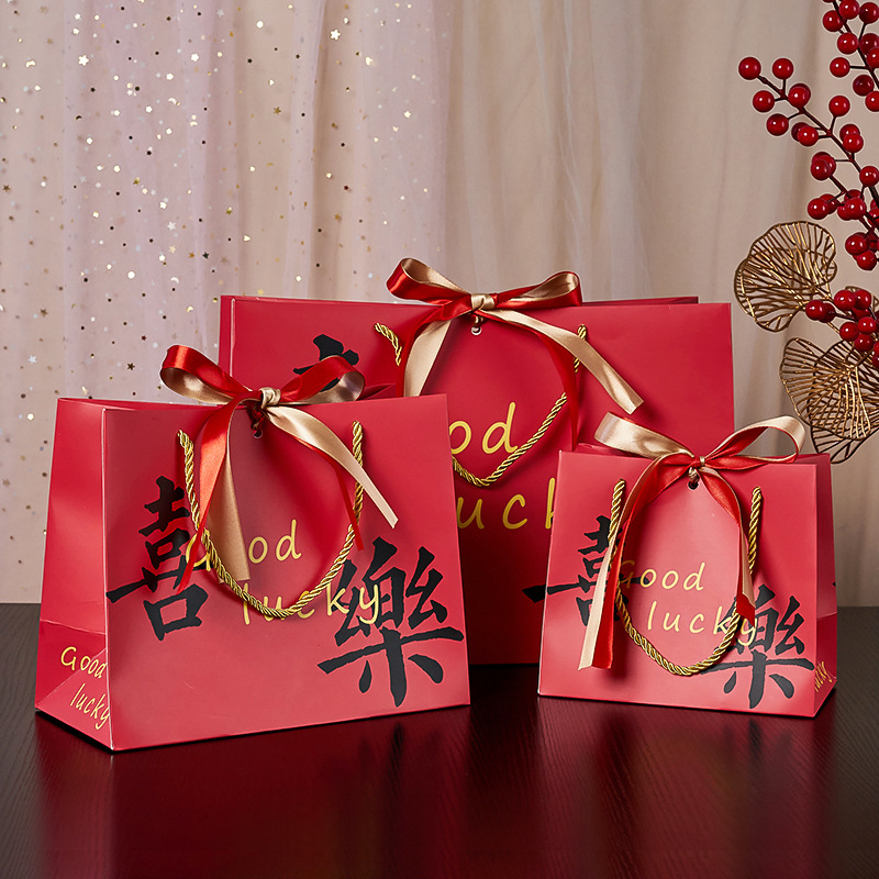 Darčeková taška z kartónu v čínskom štýle s požehnaním, papierová taška na darčeky, Yijia, offset tlač, Zhejiang pôvod, tlač loga dostupná