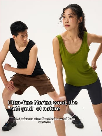 Ανδρικό γιλέκο χωρίς μανίκια από μαλλί Merino, 100% μαλλί, αναπνέει, μονόχρωμο σχέδιο