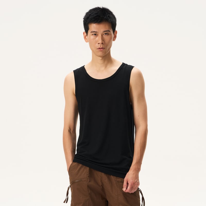 Ανδρικό γιλέκο χωρίς μανίκια από μαλλί Merino, 100% μαλλί, αναπνέει, μονόχρωμο σχέδιο