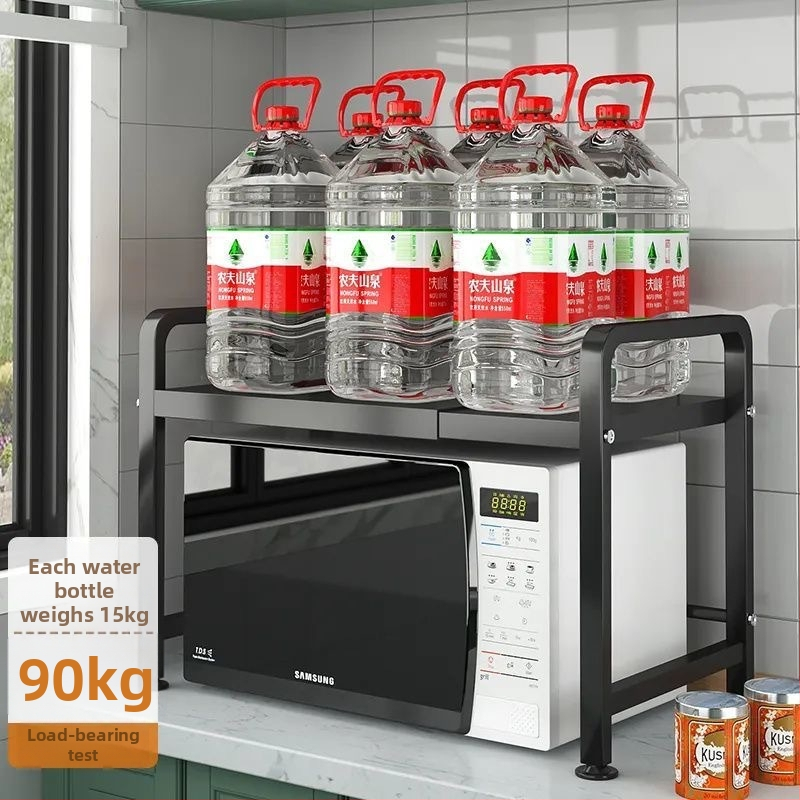 Rozťahovací kuchynský skladovací regál pre mikrovlnnú rúru – karbónová oceľ, škálovateľný, moderný minimalistický dizajn, prispôsobené vzorky
