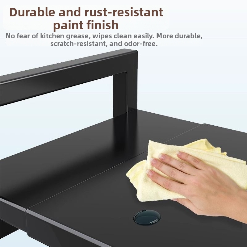 Rozťahovací kuchynský skladovací regál pre mikrovlnnú rúru – karbónová oceľ, škálovateľný, moderný minimalistický dizajn, prispôsobené vzorky