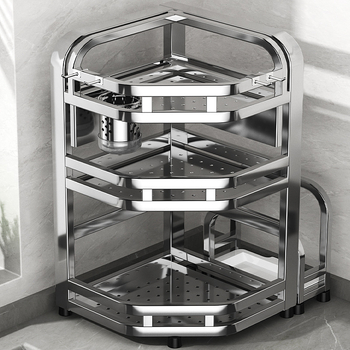 Кухненски многофункционален стелаж за подправки от неръждаема стомана 304, монтаж без инструменти, настолен или стенен, стил нов китайски