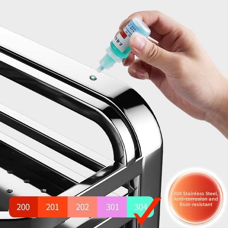 Кухненски многофункционален стелаж за подправки от неръждаема стомана 304, монтаж без инструменти, настолен или стенен, стил нов китайски