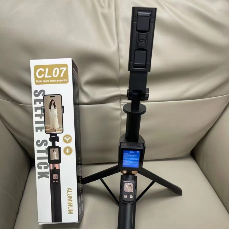 Selfie štap s projekcijom zaslona i prikazom u realnom vremenu, Bluetooth daljinski upravljač (Materijal: aluminijska legura; Uključeno daljinsko upravljanje; Bluetooth; Podrška prilagodbi; Nema stabilizacije slike)
