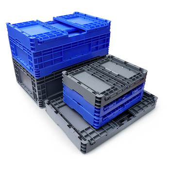 Πτυσσόμενος πλαστικός κάδος για αποθήκευση και μεταφορά; πάχος τοιχώματος 2–8 mm; ικανότητα φόρτωσης 20–120 kg; κατασκευή με έγχυση; υψηλή αντοχή.