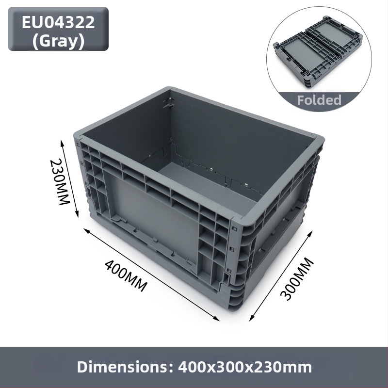 Zložiteľná plastová krabica na skladovanie a prepravu; hrúbka steny 2–8 mm; nosnosť 20–120 kg; vstrekové tvarovanie; vysoká pevnosť.