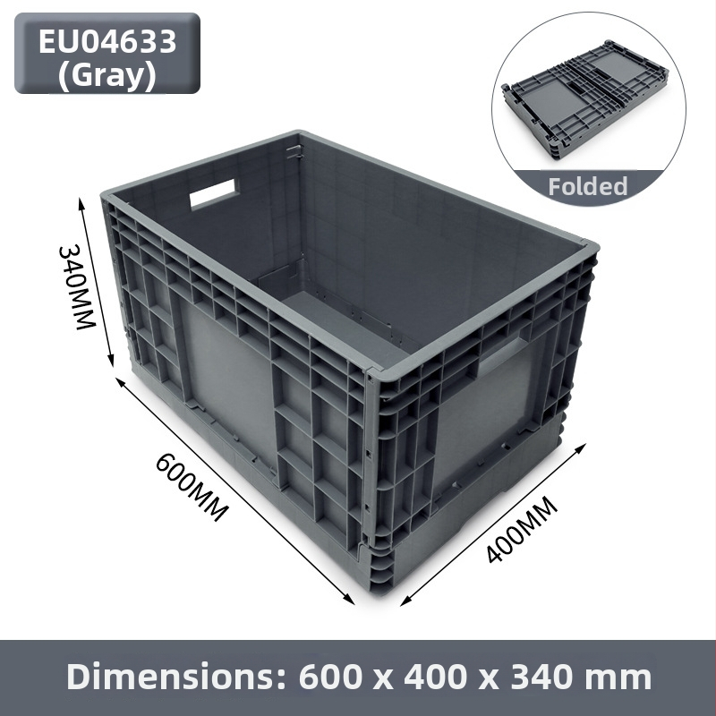 Zložiteľná plastová krabica na skladovanie a prepravu; hrúbka steny 2–8 mm; nosnosť 20–120 kg; vstrekové tvarovanie; vysoká pevnosť.