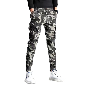 Férfi munkaruha overál camuflázs mintával, szoros fazon, vastag pamut anyag