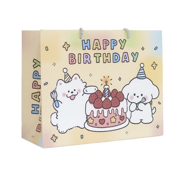 Taška na darček k narodeninám v karikatúrnom štýle, UV tlač, prispôsobiteľná, logo zahrnuté