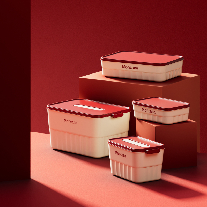 Inscription 18L PP пластмасова кутия за съхранение с капак, ивици модел, ръчна носимост, многофункционална