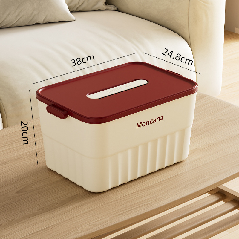 Inscription 18L PP пластмасова кутия за съхранение с капак, ивици модел, ръчна носимост, многофункционална