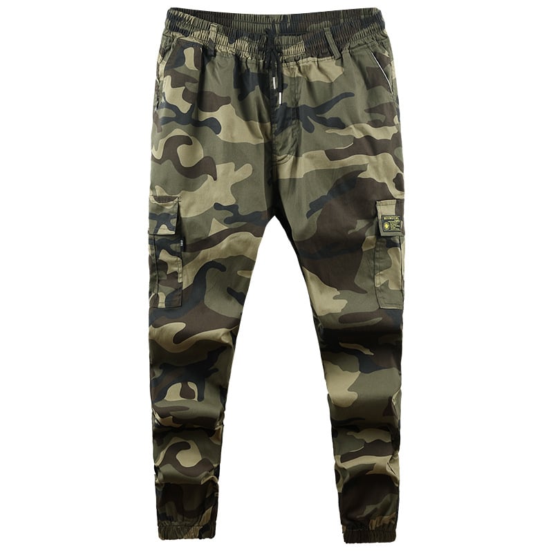 Мъжки камуфлажни работни панталони, висок талия, памук-еластан, с колан, четири сезона, джобове с множество отделения