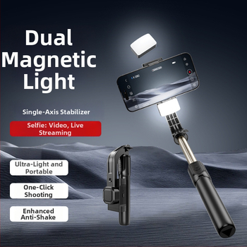 Selfiecom C06 jednostrani stabilizator s tripodom, Bluetooth daljinskim upravljačem, magnetsko svjetlo za dopunu i pan-tilt gimbalom za telefon za prijenos uživo