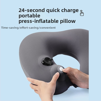 У-образена пътна възглавница с натискащо се надуване, преносима, PVC покритие и пълнеж