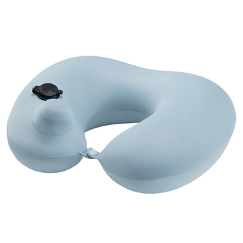 У-образена пътна възглавница с натискащо се надуване, преносима, PVC покритие и пълнеж