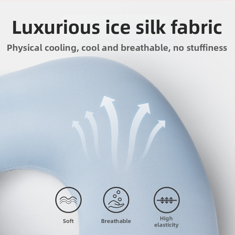 У-образена пътна възглавница с натискащо се надуване, преносима, PVC покритие и пълнеж