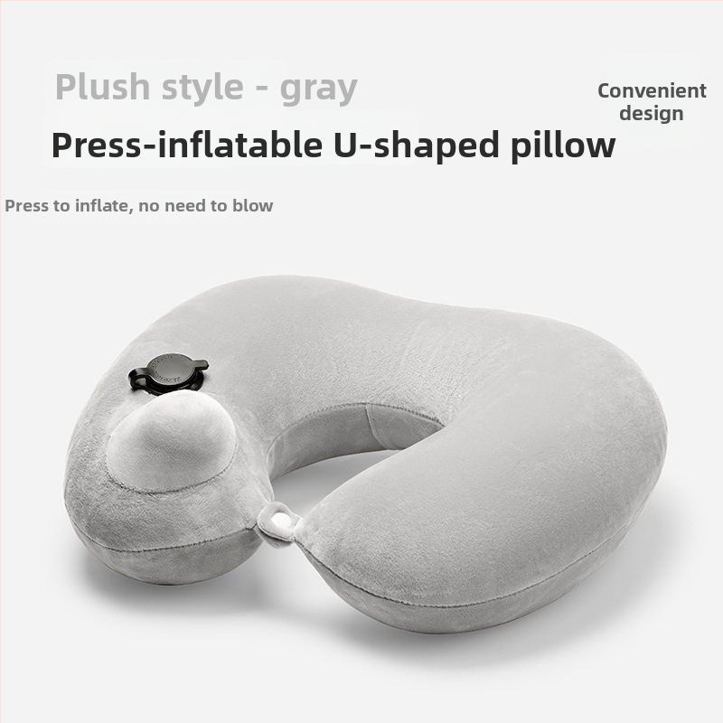 У-образена пътна възглавница с натискащо се надуване, преносима, PVC покритие и пълнеж