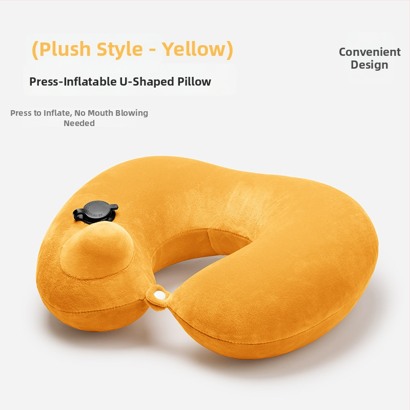 У-образена пътна възглавница с натискащо се надуване, преносима, PVC покритие и пълнеж