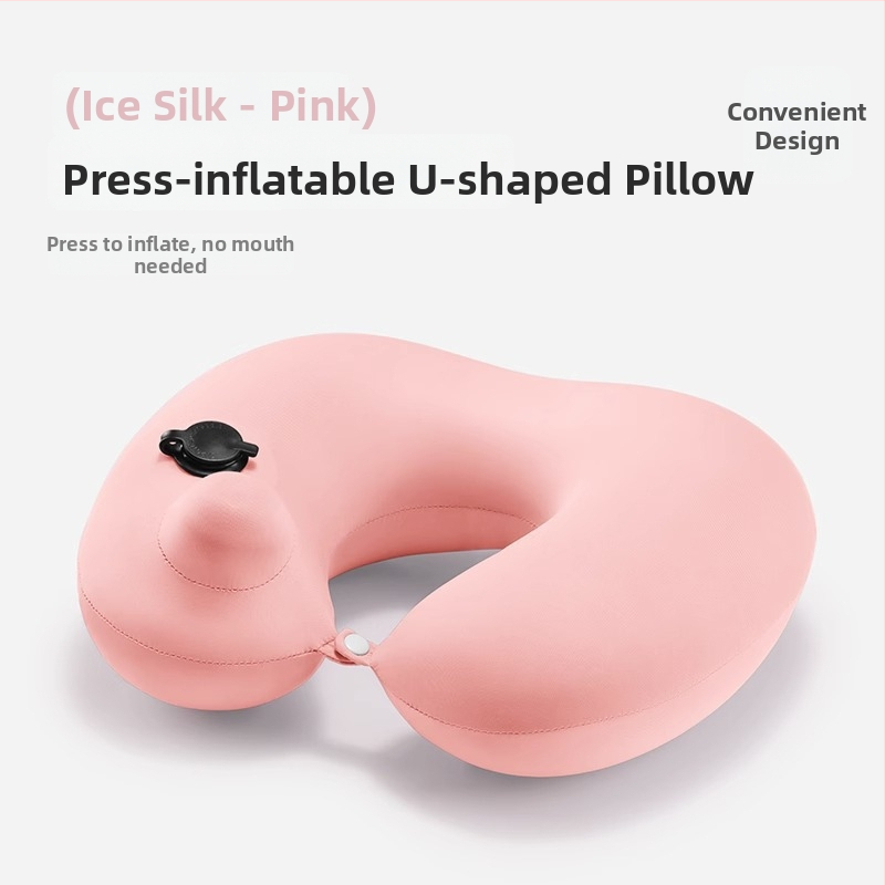 У-образена пътна възглавница с натискащо се надуване, преносима, PVC покритие и пълнеж