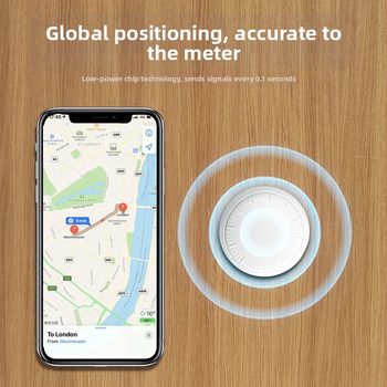 AirTag Bluetooth nyomkövető eszköz állatok számára, modell C281, 210 mAh akkumulátor, 7 g tömeg, iOS-kompatibilis, nyomkövetés és riasztás