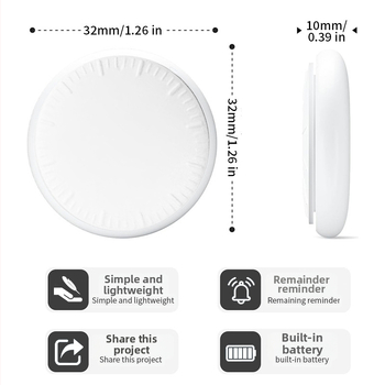 AirTag Bluetooth nyomkövető eszköz állatok számára, modell C281, 210 mAh akkumulátor, 7 g tömeg, iOS-kompatibilis, nyomkövetés és riasztás