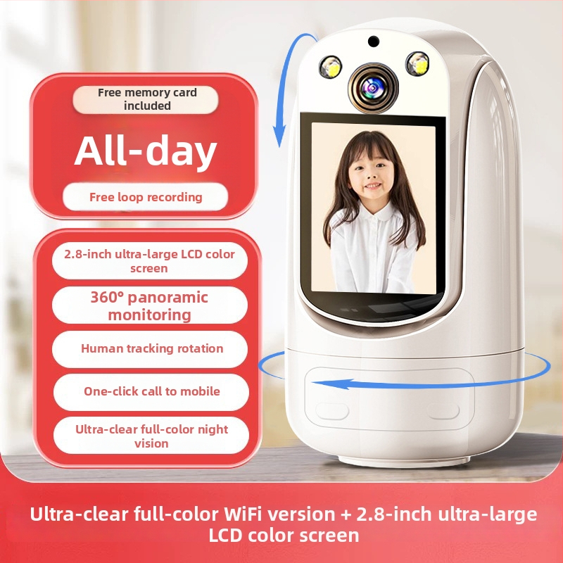 Unutarnja Wi‑Fi sigurnosna kamera s dvosmjernim zvukom, 360° panoramski pogled, noćni način i detekcija alarma