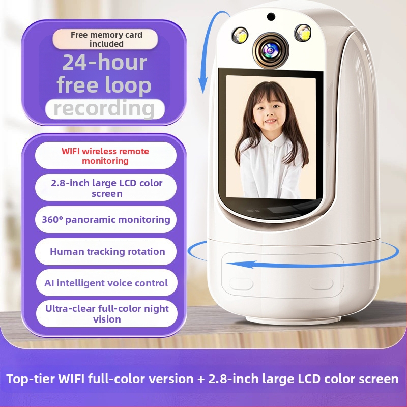 Unutarnja Wi‑Fi sigurnosna kamera s dvosmjernim zvukom, 360° panoramski pogled, noćni način i detekcija alarma