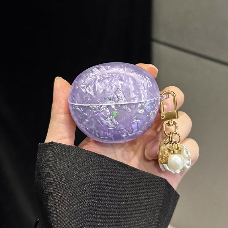 Θήκη προστασίας για Huawei FreeBuds 5i/6i και FreeBuds Pro 4 με υφή κελύφους, κλιπ στερέωσης, TPU, πολυλειτουργικός σχεδιασμός, imprint φινίρισμα, προσαρμοστικό