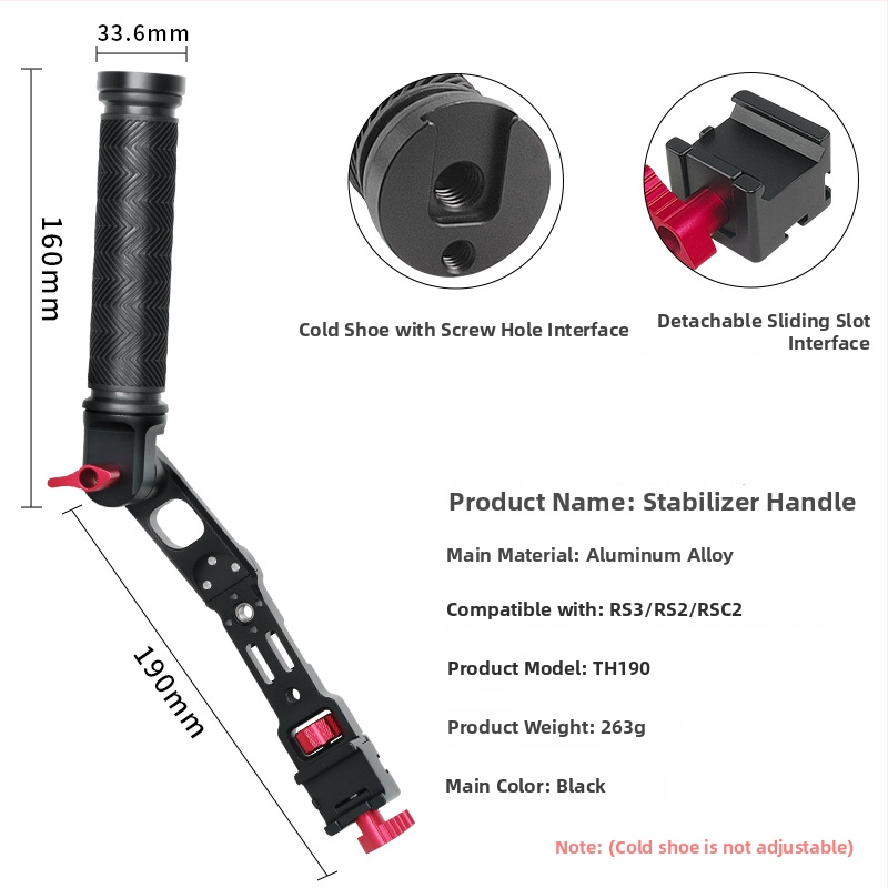 Ručni produžni držač za stabilizator, aluminijska legura, prozračan dizajn s višestrukim otvorima, bayonetni nosač, za RS2 RS3 RSC2, 263 g