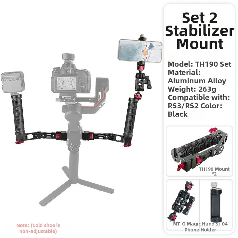 Ručni produžni držač za stabilizator, aluminijska legura, prozračan dizajn s višestrukim otvorima, bayonetni nosač, za RS2 RS3 RSC2, 263 g