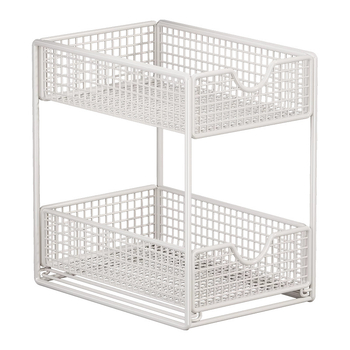 Raft de depozitare pentru chiuveta din baie, din fier, 3 etaje, glisant, montaj pe blat, stil simplu și modern