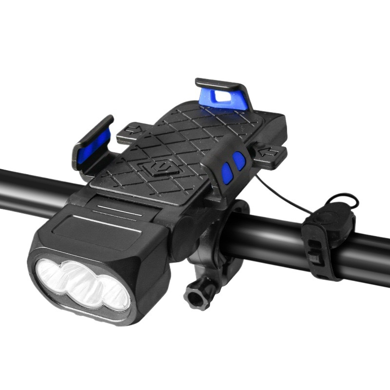 Far frontal pentru bicicletă cu baterie USB, suport pentru telefon, sonerie, lumină de avertizare și lumină spate, impermeabil pentru trasee montane