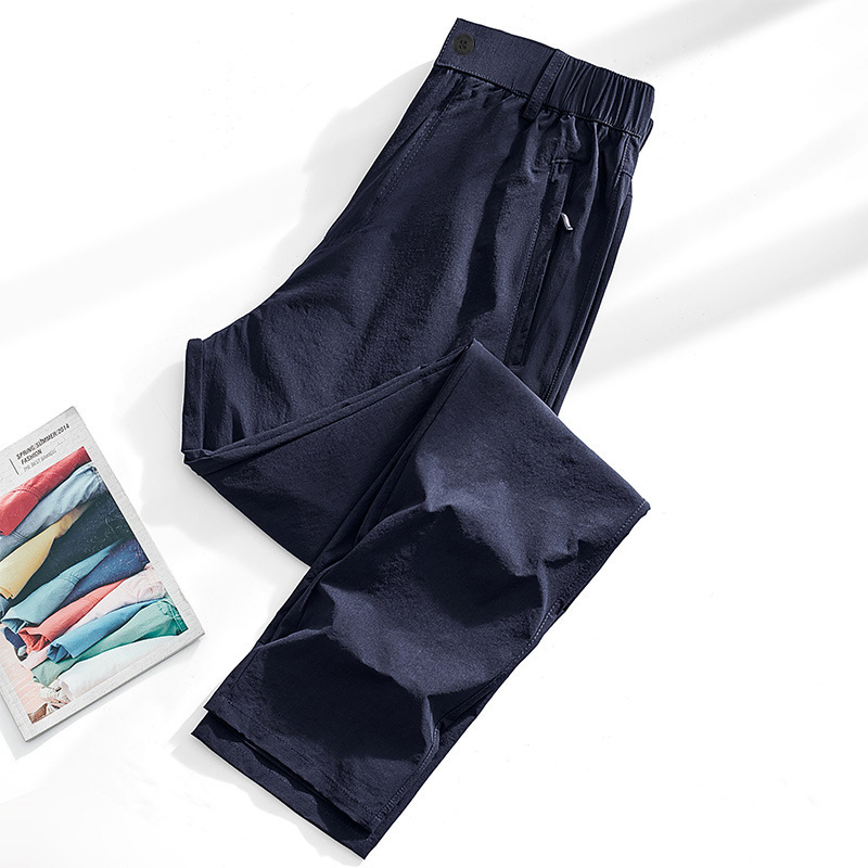 Muške brzosušeće hlače za vanjske aktivnosti, Ice Silk tkanina, ravni kroj, visok pojas, zip