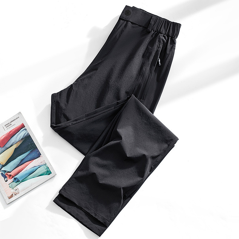 Muške brzosušeće hlače za vanjske aktivnosti, Ice Silk tkanina, ravni kroj, visok pojas, zip