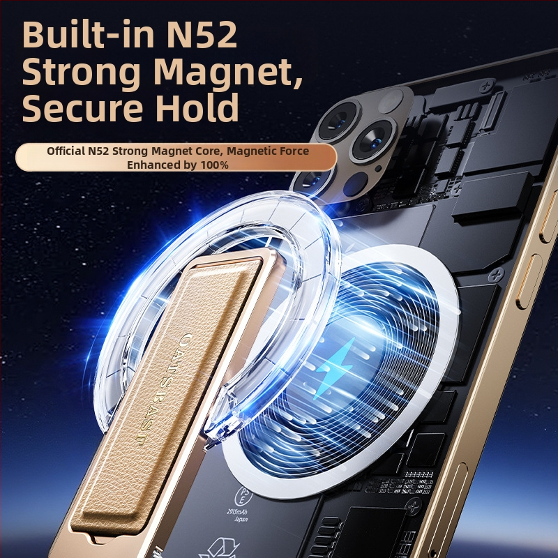 Držač za telefon s magnetskim prstenom od aluminijske legure i kože – ultra tanak, udoban, za više kutova (M03)