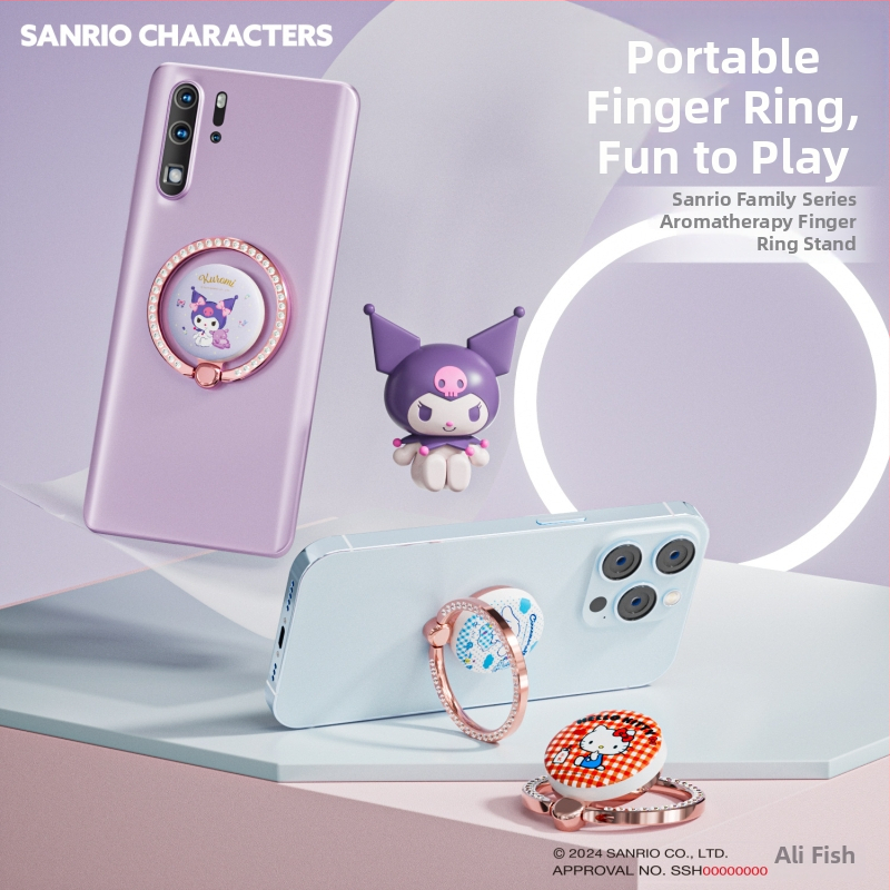 Sanrio Kuromi aromaterapijski držač za telefon s prstenom, ljepilo, višestruke namjene, metal, crtani stil
