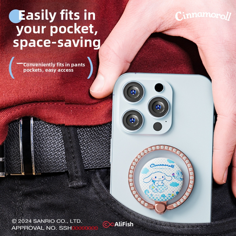 Sanrio Kuromi aromaterapijski držač za telefon s prstenom, ljepilo, višestruke namjene, metal, crtani stil
