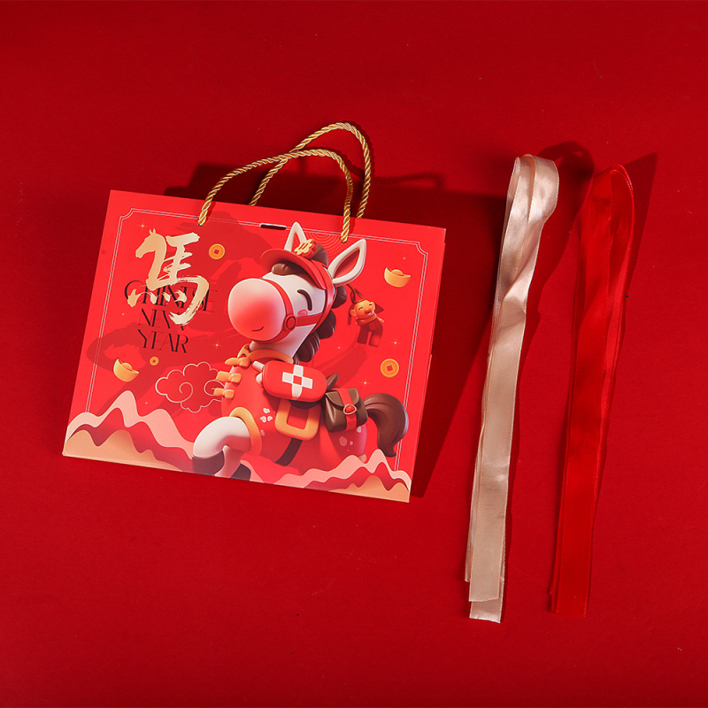 Leilei Slávnostná darčeková taška Rok Koňa – kartón, offset tlač, prispôsobiteľná, Nový rok darček