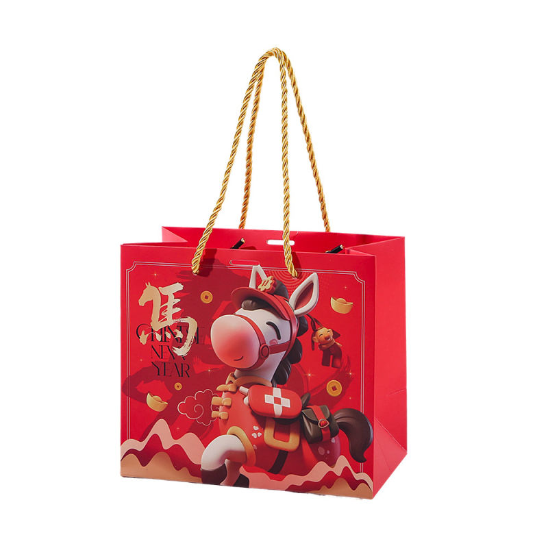 Leilei Slávnostná darčeková taška Rok Koňa – kartón, offset tlač, prispôsobiteľná, Nový rok darček