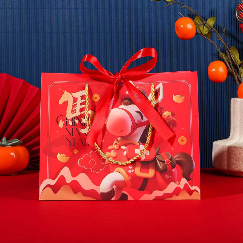 Leilei Slávnostná darčeková taška Rok Koňa – kartón, offset tlač, prispôsobiteľná, Nový rok darček