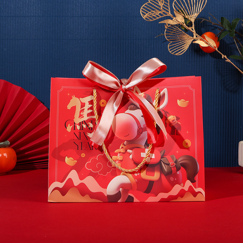 Leilei Slávnostná darčeková taška Rok Koňa – kartón, offset tlač, prispôsobiteľná, Nový rok darček