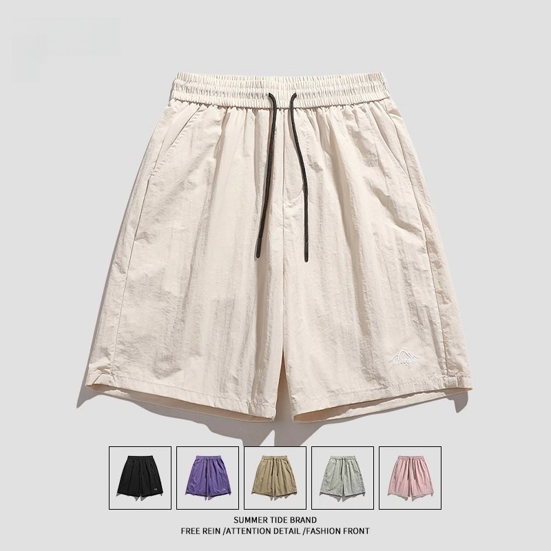 Pantaloni casual pentru bărbați, vară, uscare rapidă, capri, talie medie-jos, poliester antibacterian, pantaloni casual de lucru