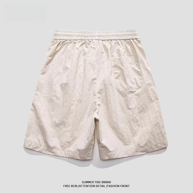 Pantaloni casual pentru bărbați, vară, uscare rapidă, capri, talie medie-jos, poliester antibacterian, pantaloni casual de lucru